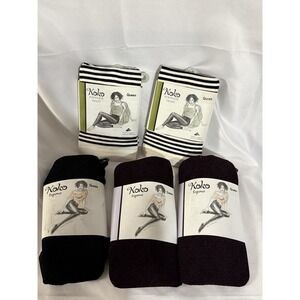 Koko Footless Tights Queen Size Lot of 5 Black Burgundy Legwear